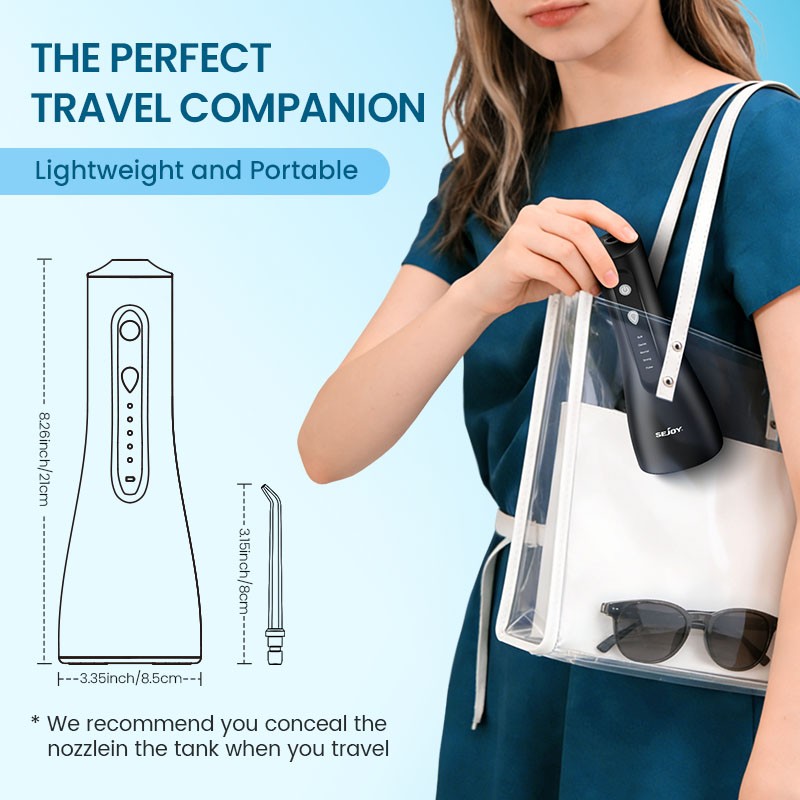Cordless Water Flosser with 5 Nozzles & 300ml Detachable Tank - Deep Oral Cleaner for Teeth & Gums