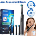 Rechargeable Electric Toothbrush with 4 Brush Heads, 5 Modes, Timer & USB