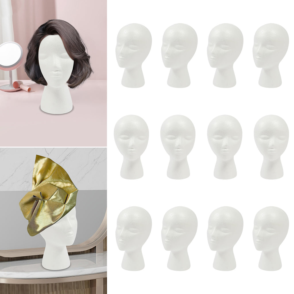 12PCS Foam Mannequin Head Female Display Wig Hat Glasses Model
