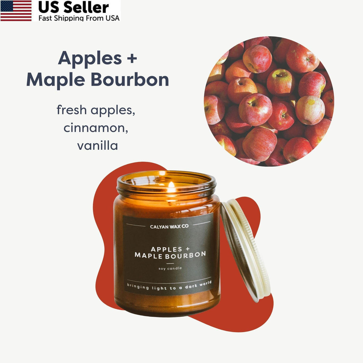 Luxury Soy Candle with , Maple & Bourbon Scent - Amber Glass Jar