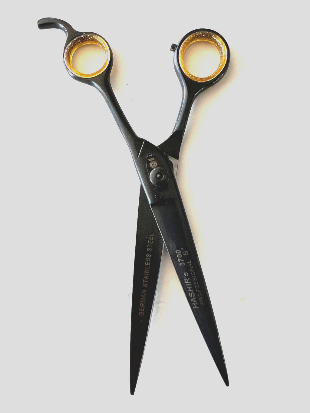 8-Inch German Stainless Steel Barber Scissors Shears Black - Professional Haircut Tools
