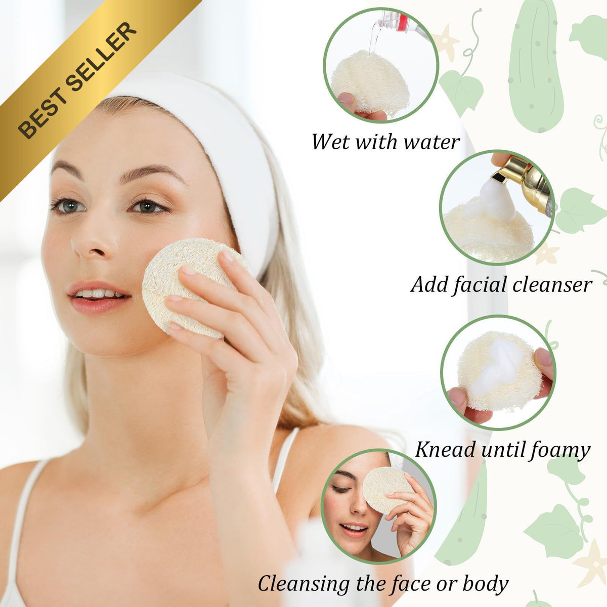 Natural Loofah Facial Scrub Pads - Exfoliating Sponges for Gentle Skin Care