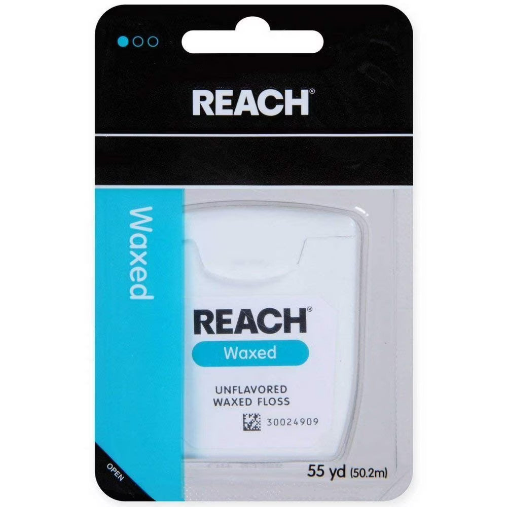 Waxed Dental Floss Unflavored 55 Yards, Pack of 12 - Plaque & Food Particles Removal