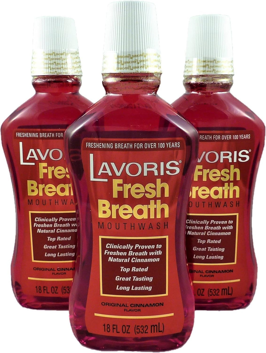 Cinnamon Mouthwash 3 Pack - Fresh Breath Oral Care Bottles, 54 oz