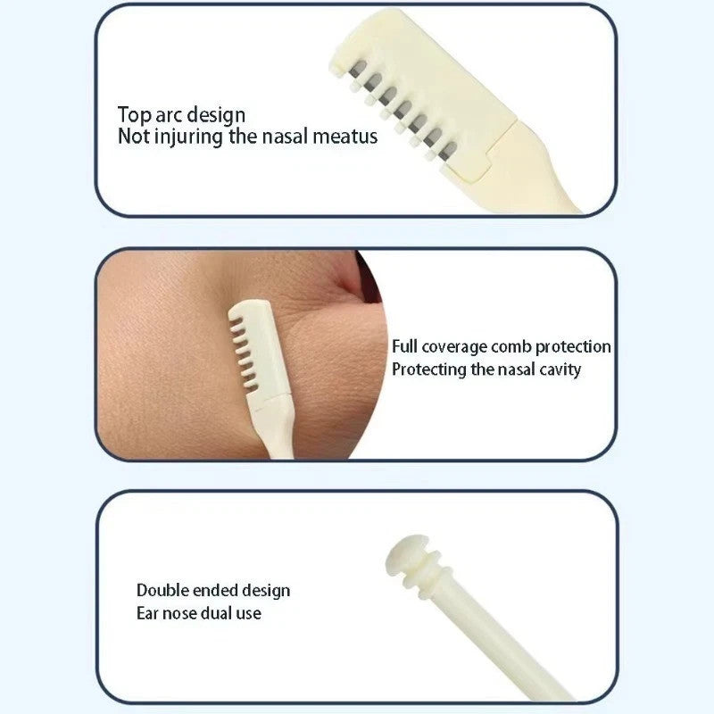 Manual Nose Hair Trimmer Set - 10-Piece 360° Rotating Nasal & Ear Cutter
