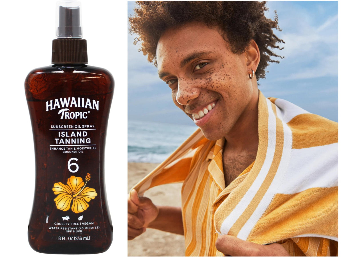 Hawaiian Tropic Island Tanning Sunscreen Oil Spray SPF 6 Coconut Oil 8 OZ 4 Pack