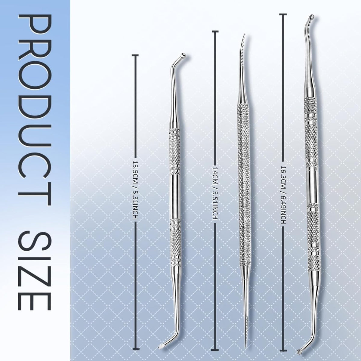 3 Pack Ingrown Toenail File & Lifter Set - Stainless Steel Pedicure Tools