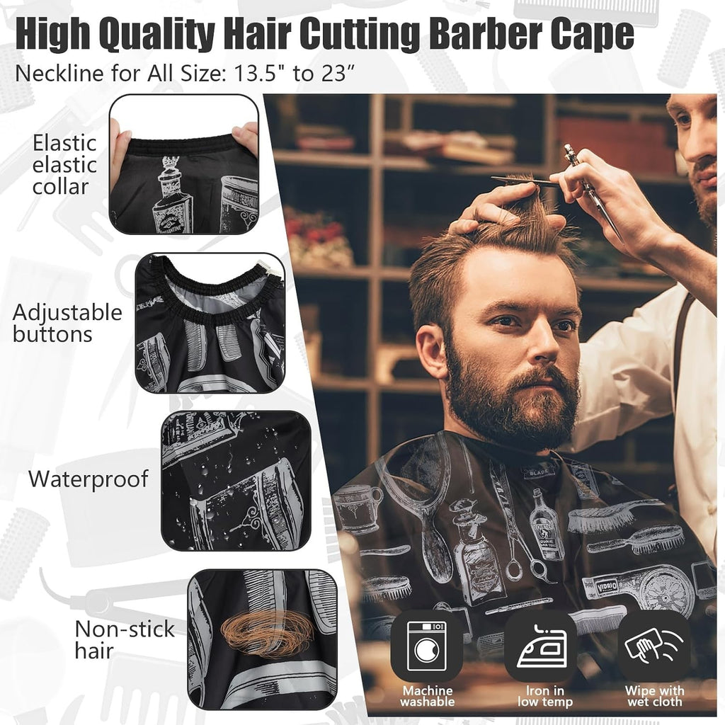 10-in-1 Barber Hair Cutting Cape Set with Neck Duster Brush & Clips