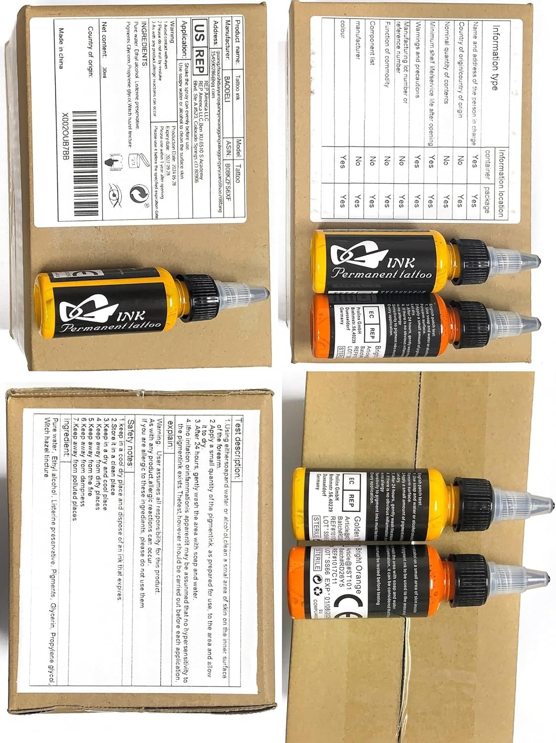Tattoo Ink Kit 14 Colors, 14 x 1oz/30ml Bottles – Premium Tattoo Pigment Set