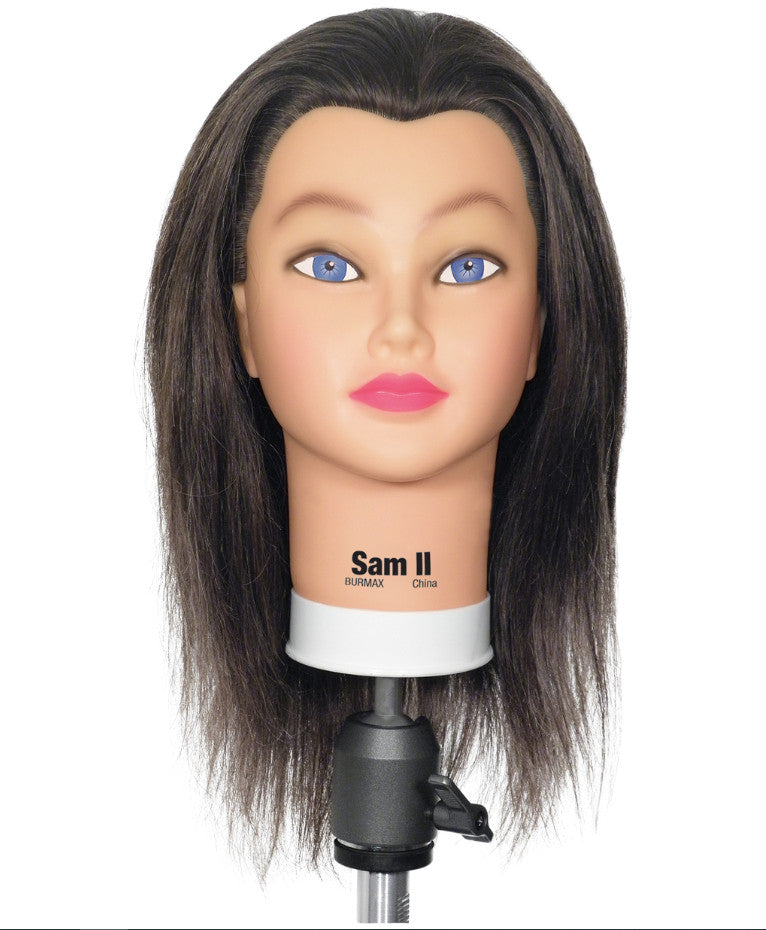 Brown Human Hair Cosmetology Mannequin Head for Hair Styling & Training