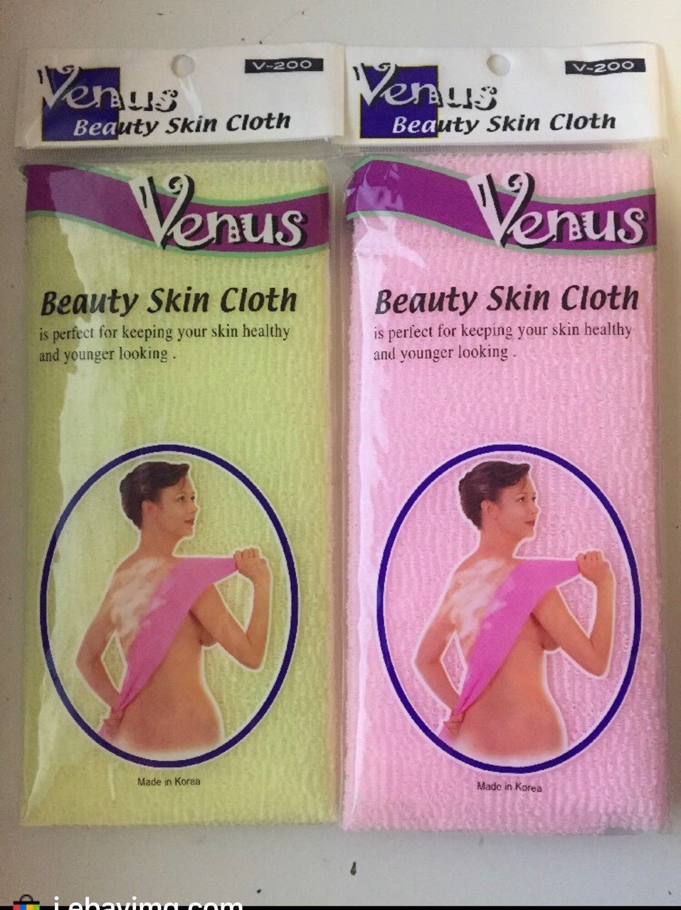 Venus Assorted Colors Pink Blue Yellow Shower Wash Cloth 6 Pack - Skin Care Tool