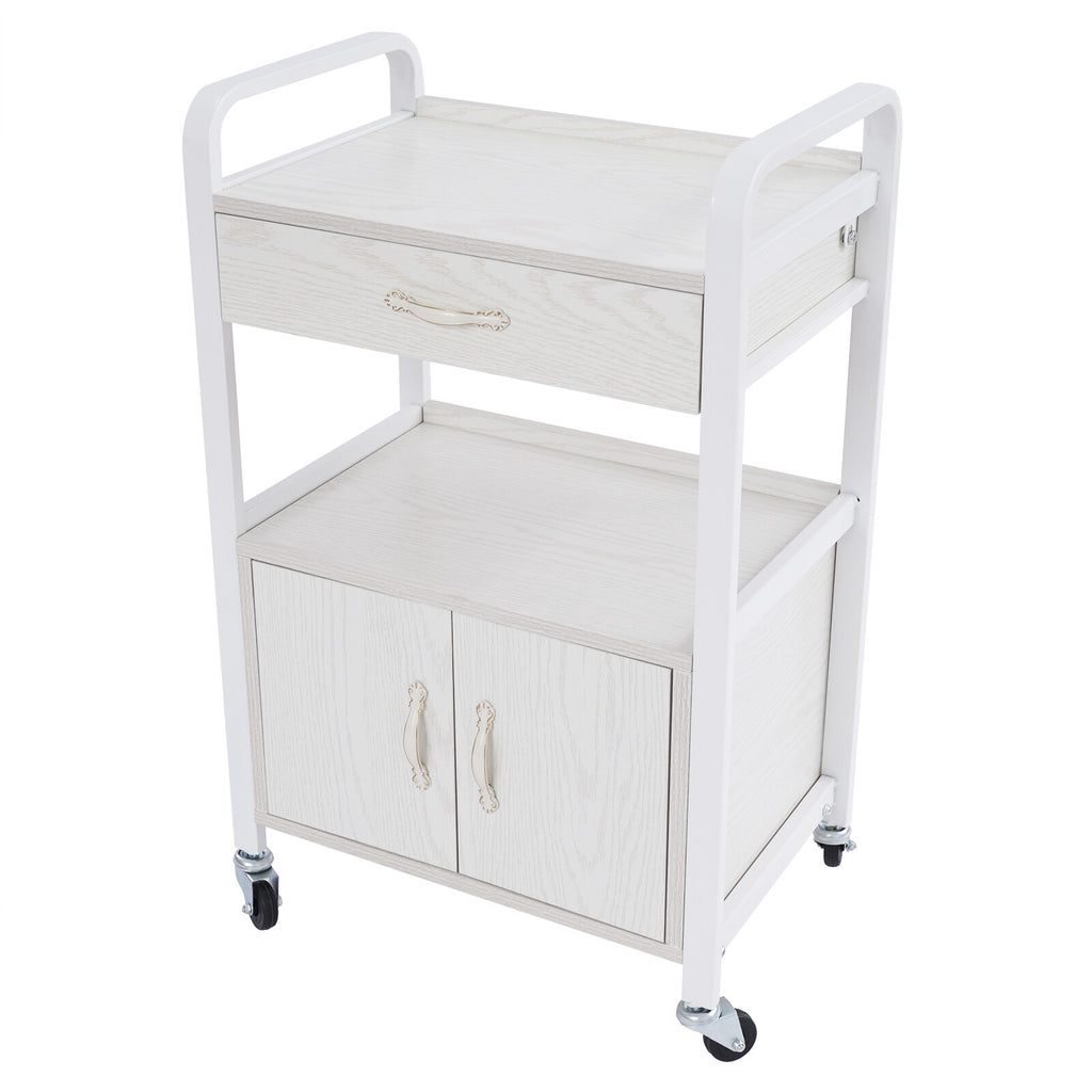 Salon Storage Cabinet with Drawer and Wheels - Movable Beauty Organizer