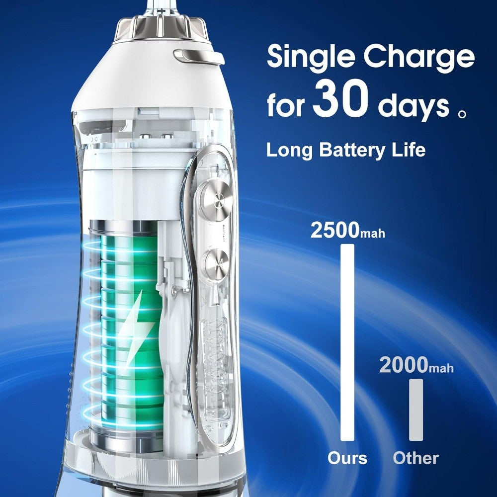 Portable Water Flosser Dental Water Jet with 5 Modes & 6 Tips - Oral Care