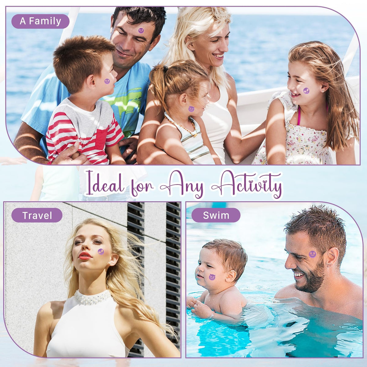 80 Pcs Waterproof UV Sunscreen Detection Stickers for Kids & Adults