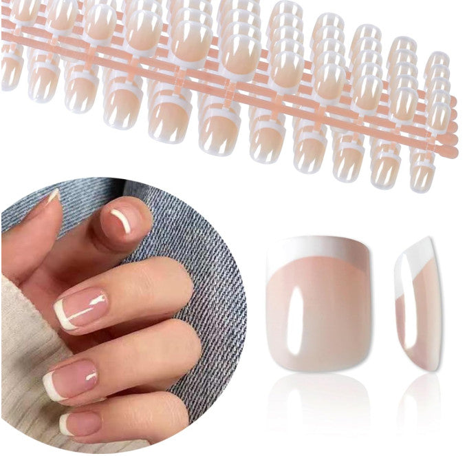 Kids Press-On Nails Set 120 Pieces French Style Fake Nails for Kids Girls & Women