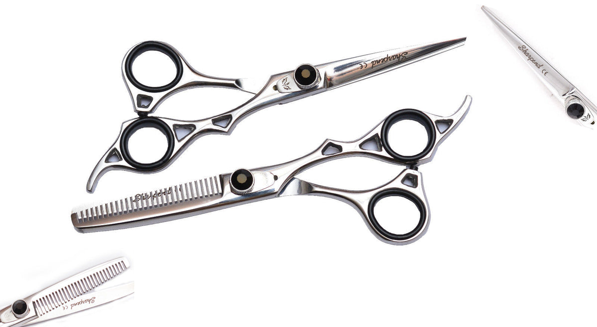 Professional Hairdressing Thinning & Cutting Scissors Set with Razor and Leather Pouch