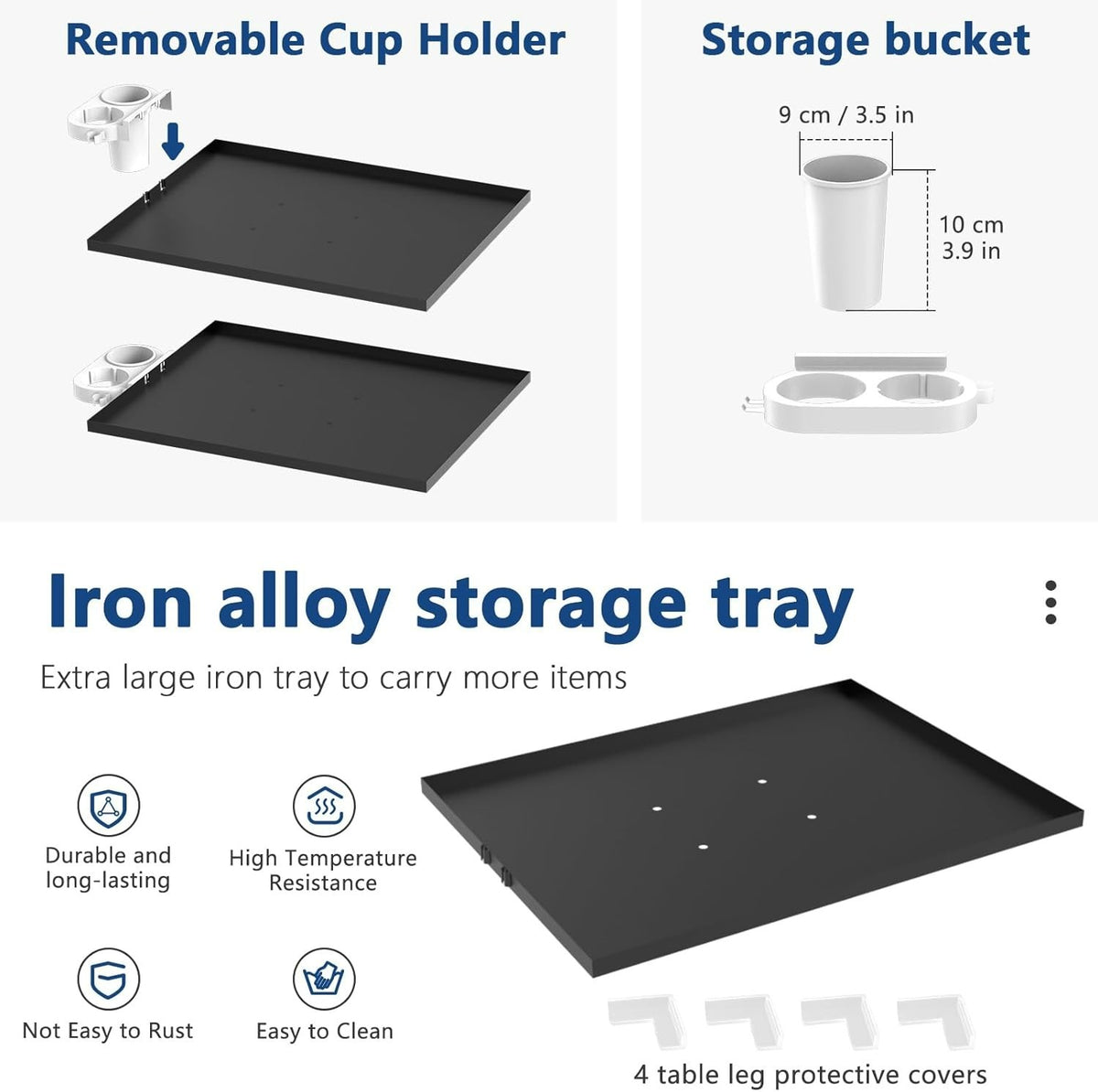 Salon Service Tray with 2 Levels and 360° Casters - Adjustable Height