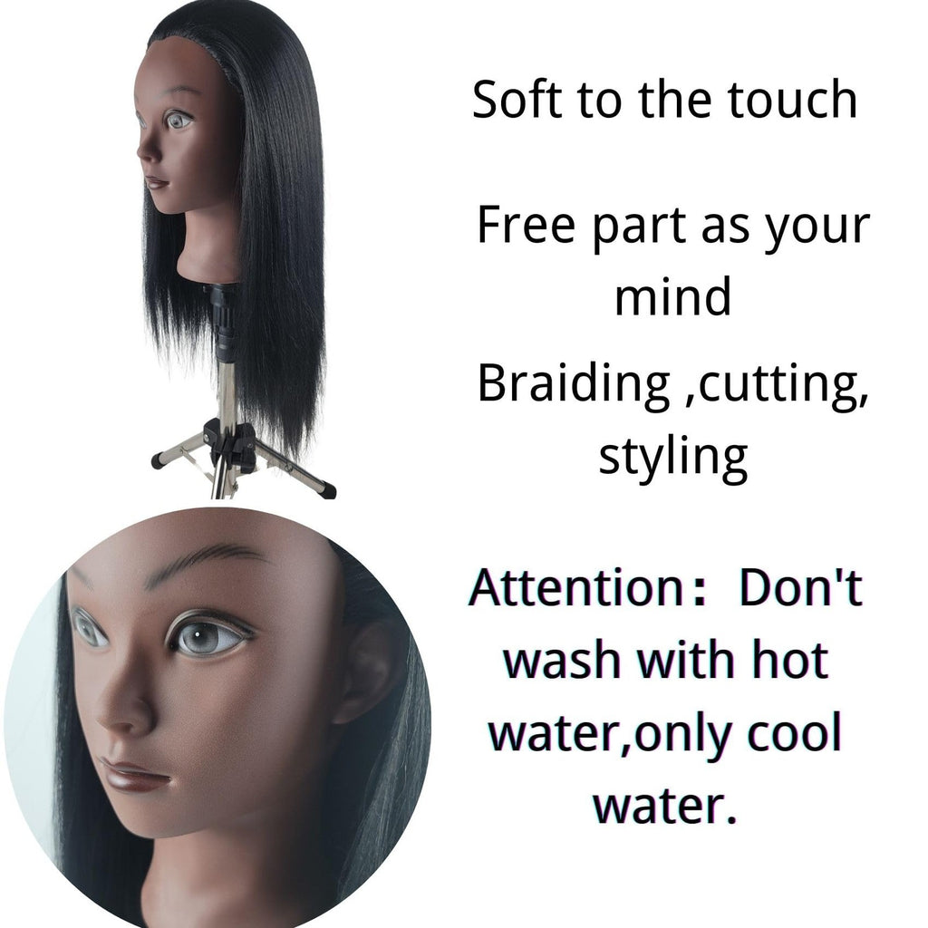 Practice Hair Mannequin Head for Braiding and Styling - Black Yaki Texture