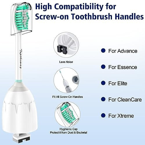 6 Pack Soft Green Sonicare Replacement Brush Heads - Compatible with Screw-On Handles