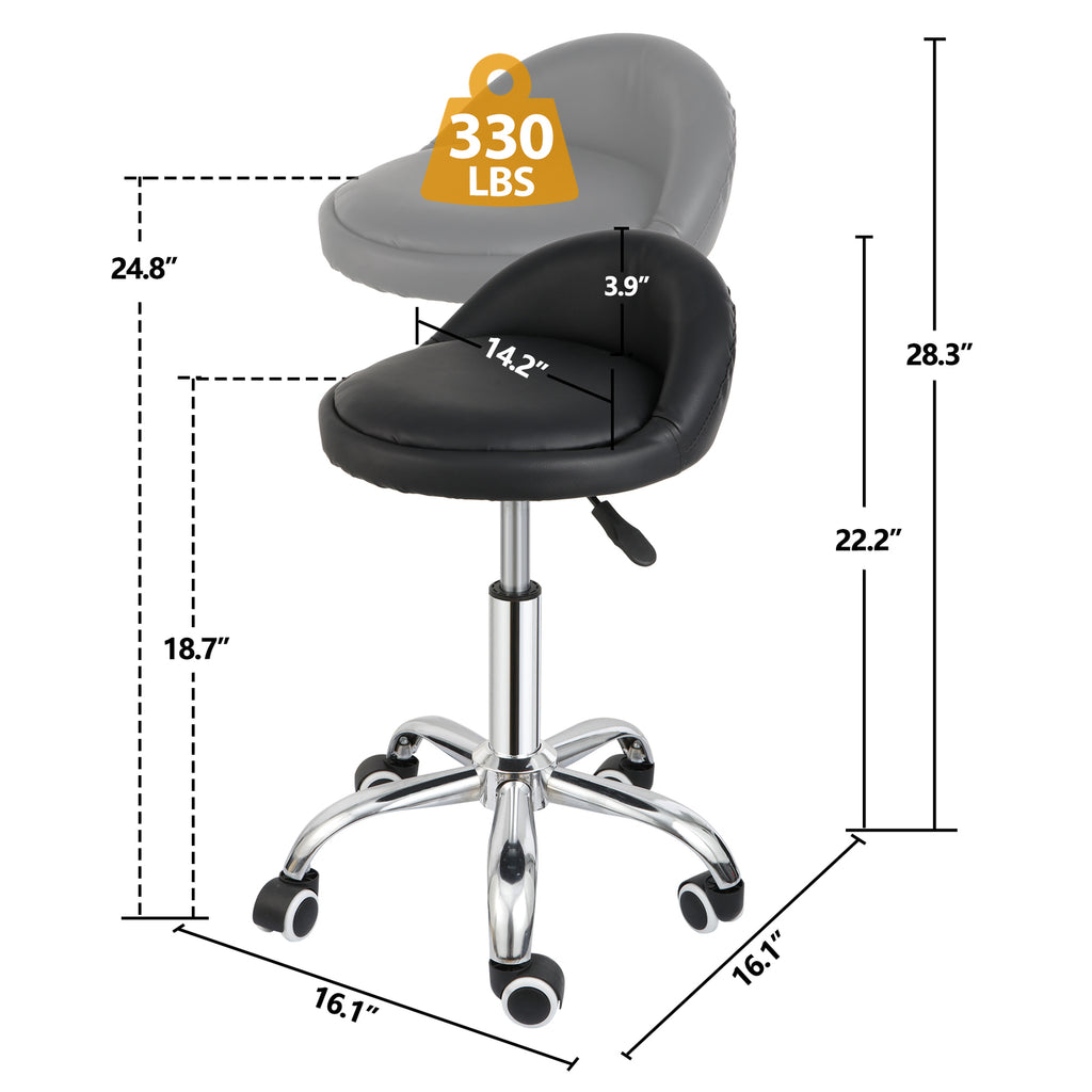 Adjustable Hydraulic Salon Stool Chair with Padded Back and Swivel Base