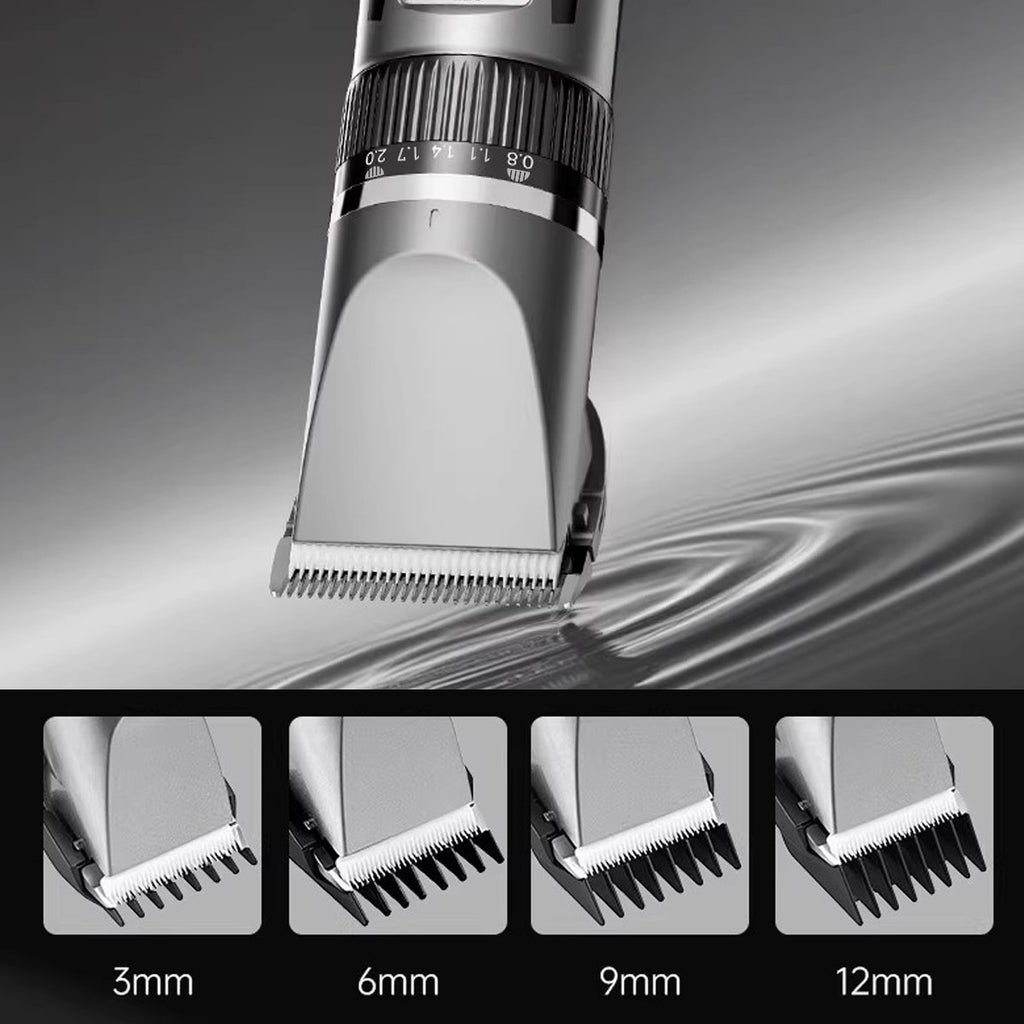 Cordless Rechargeable Hair Clippers Kit with LCD Display & Adjustable Length