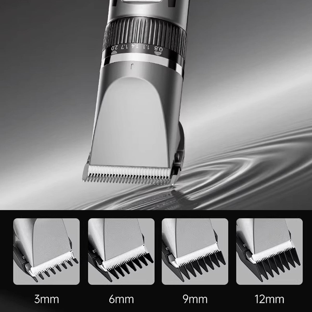 Cordless Rechargeable Hair Clippers Kit with LCD Display & Adjustable Length