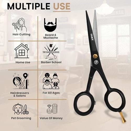 Men's Beard & Mustache Grooming Kit with 5 Inch German Steel Scissors and Travel Pouch