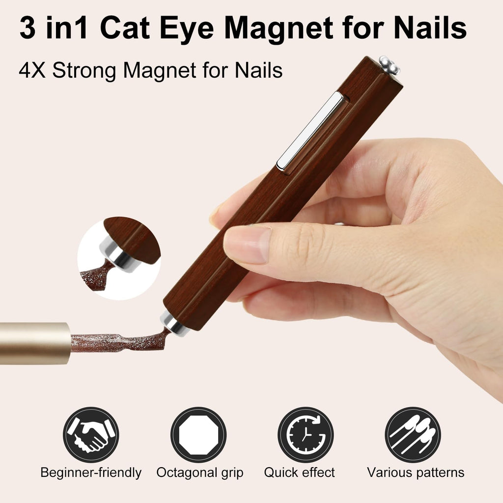 3-in-1 Cat Eye Nail Magnet for Gel Nail Art - Octagonal Design