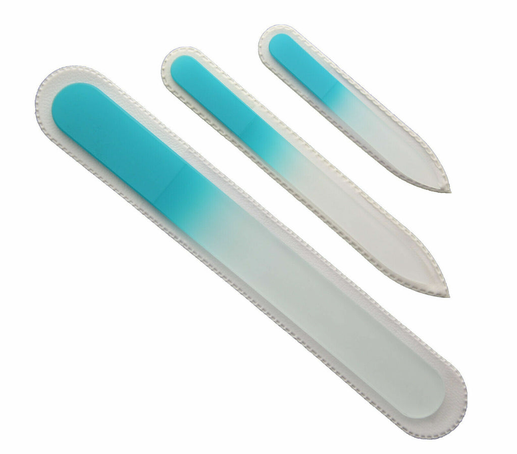 3-Piece Czech Crystal Glass Manicure Nail File Set in Multiple Colors