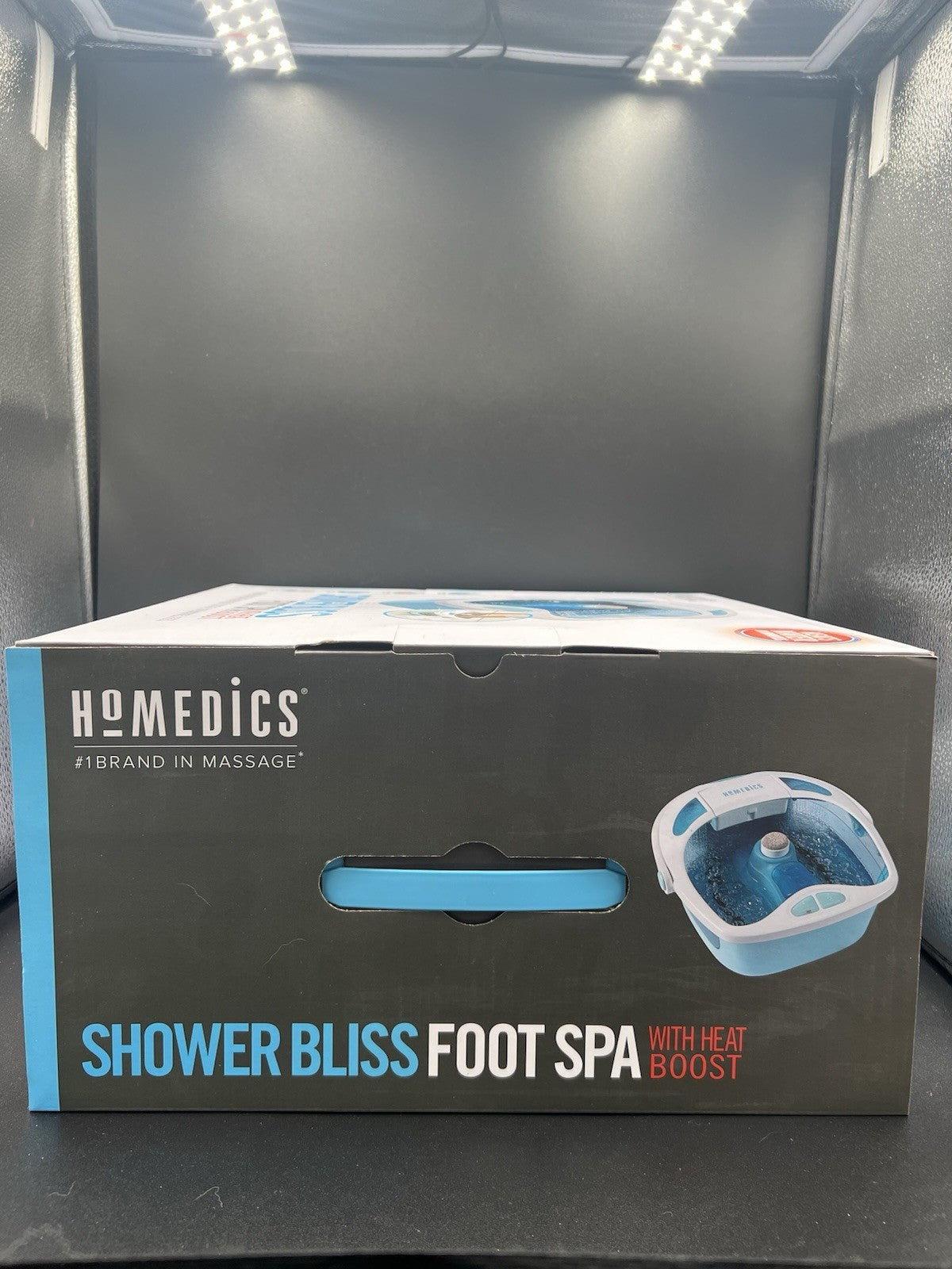 Foot Spa Shower Massager with Water Jets & Heat - Blue/White