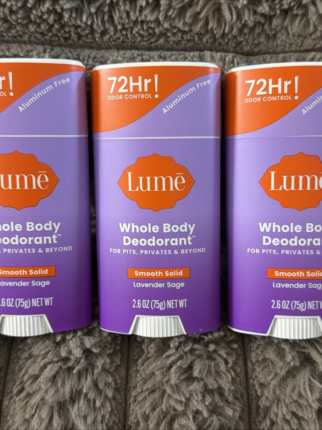 Lume Whole Body Solid Deodorant Stick Lavender Sage 2.6 oz (3 Pack)
