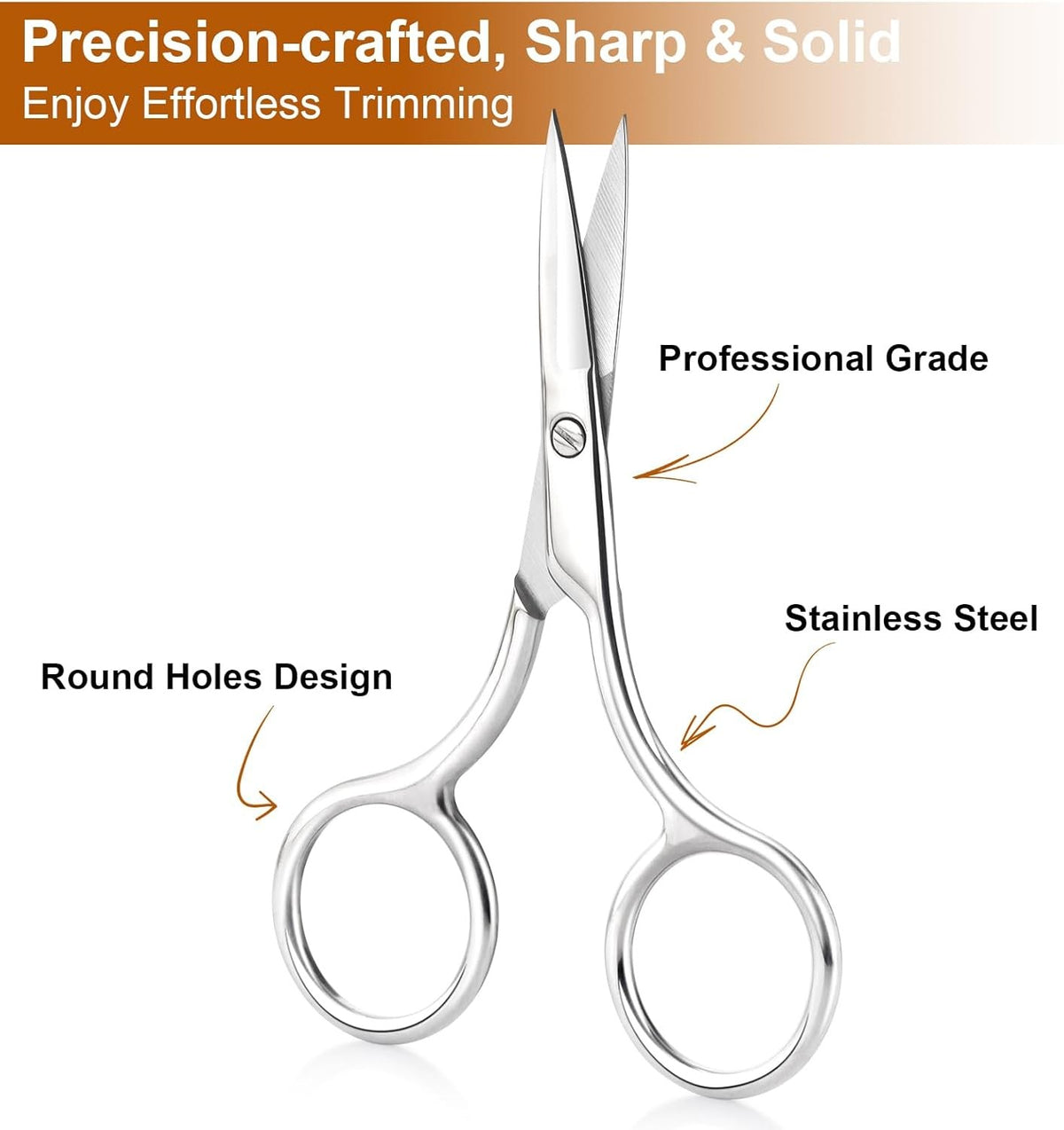 Professional Eyebrow & Facial Hair Scissors Set - Stainless Steel 2-Pack