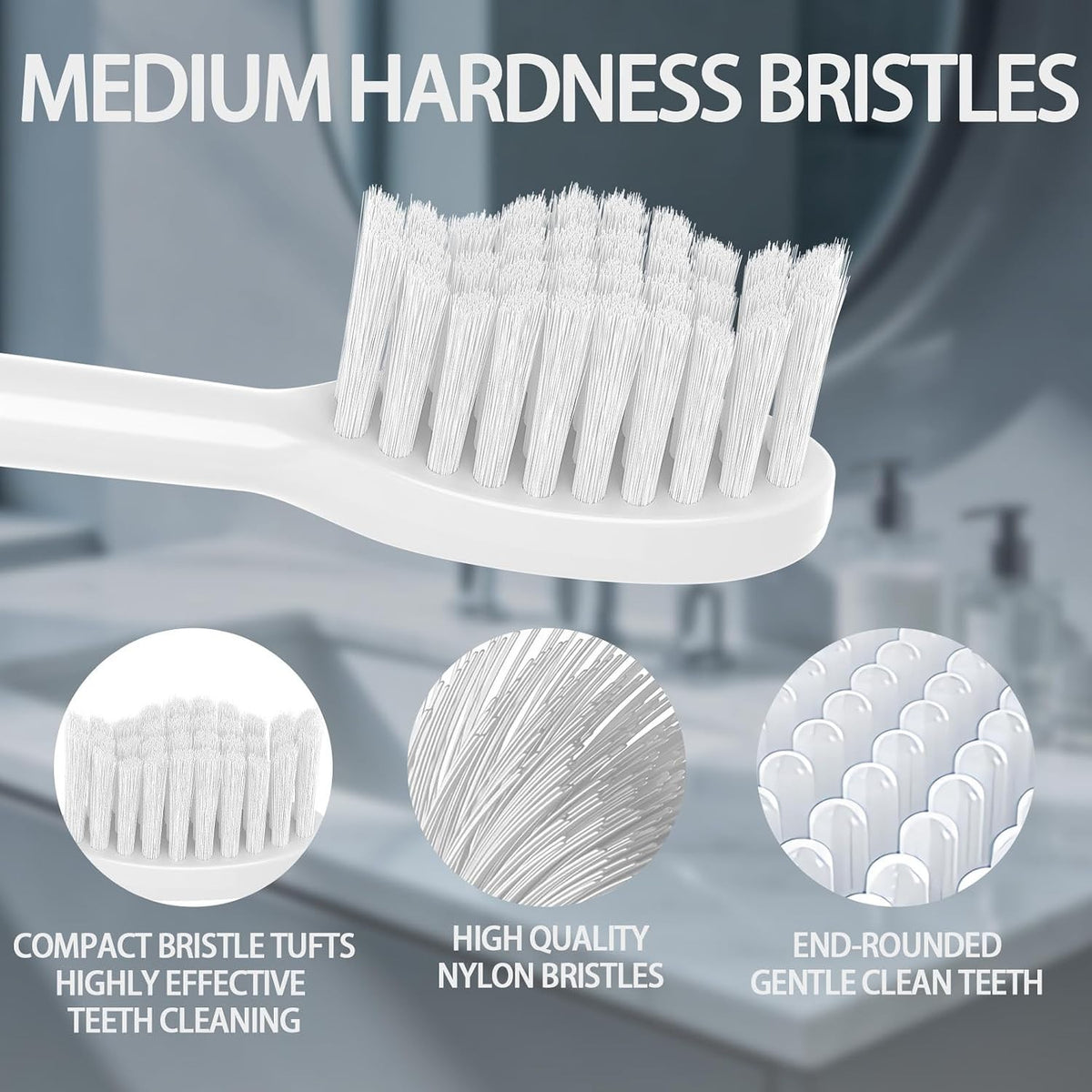 Medium Bristle Toothbrush Heads Refill Pack for TAO Clean - 6 Pack