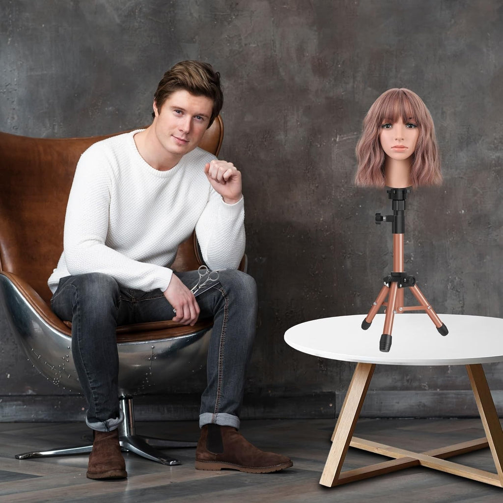Adjustable Mannequin Head Tripod with Non-Slip Feet for Salon & Display