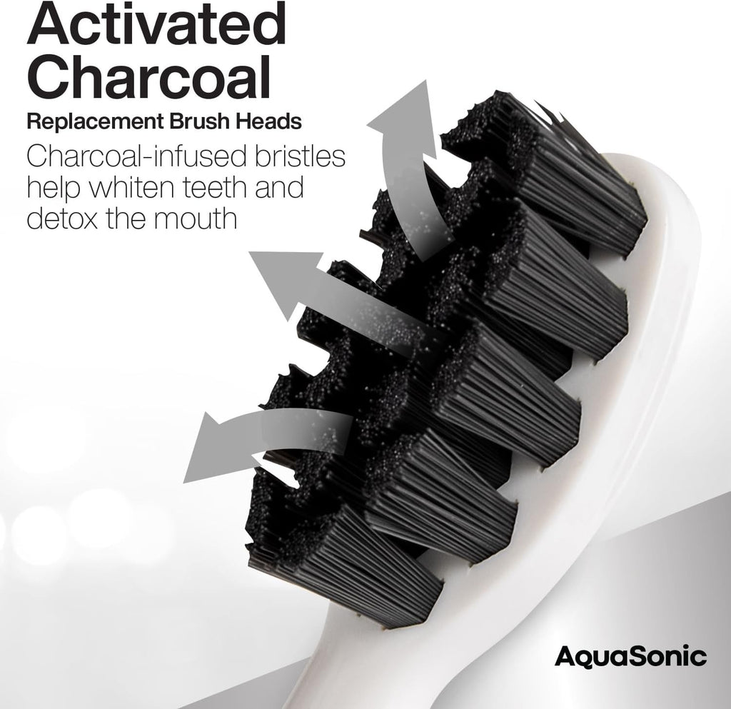 Activated Charcoal Toothbrush Heads 2-Pack for Oral Care - White