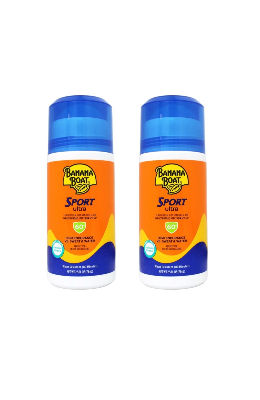 2-Pack SPF 60 Sports Sunscreen Roll-On Lotion - Water-Resistant, 2.5 Oz