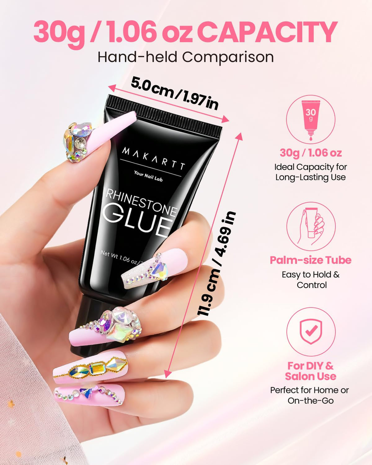 Strong Bond Clear Nail Art Glue Gel for Rhinestones & Charms 30g