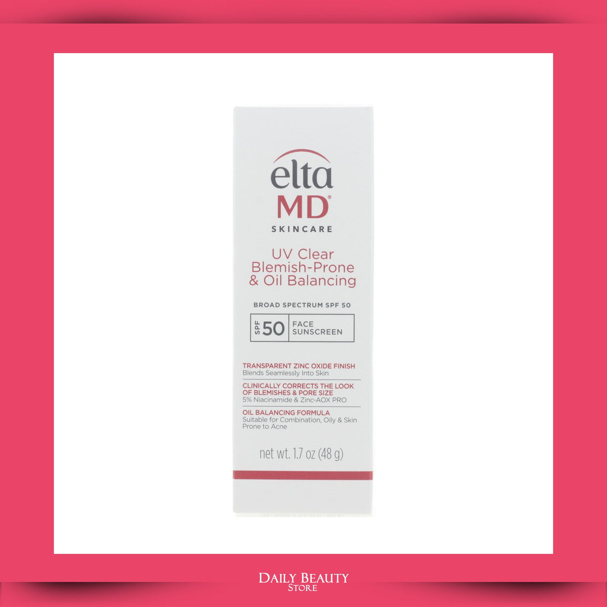 SPF 50 Mineral Sunscreen for Acne-Prone Skin - Oil Control & Pore Minimizer, 48g