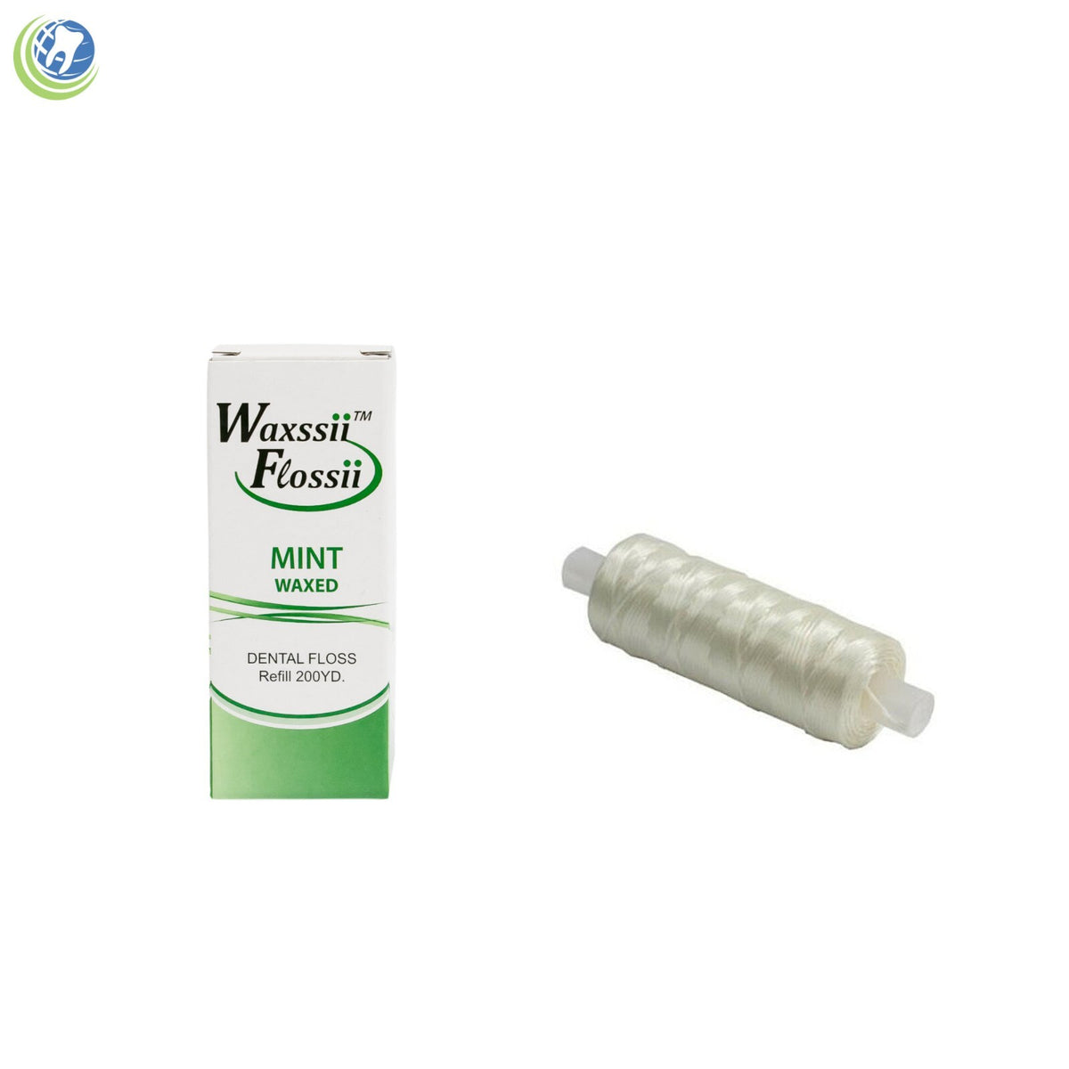 Dental Floss Dispenser with 2 Mint Waxed Floss Refills - 200 Yards