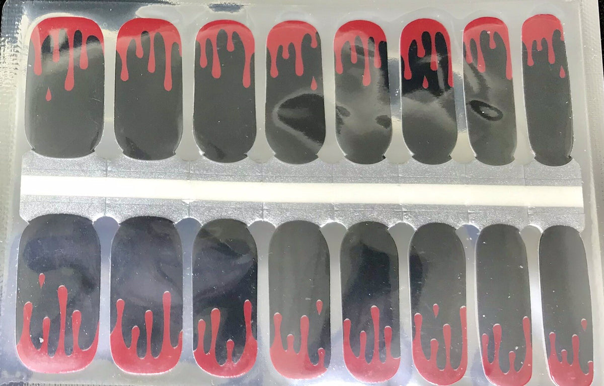Color Nail Polish Strips Vampires Bite 16 Pack - Easy Manicure