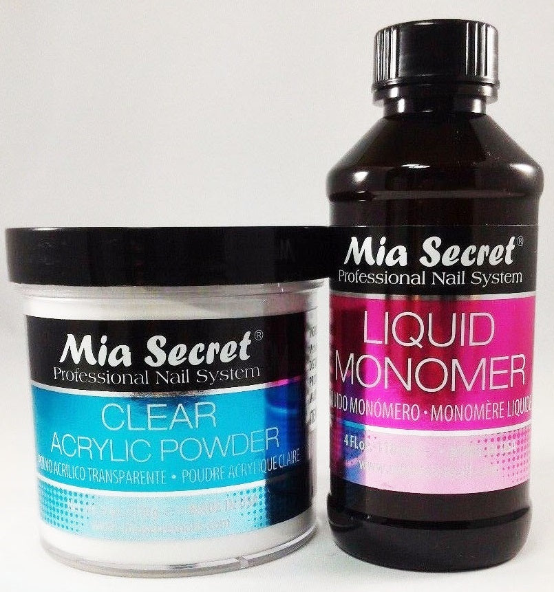 Liquid Monomer and Clear Acrylic Powder Set for Nail Art - 4 oz Each