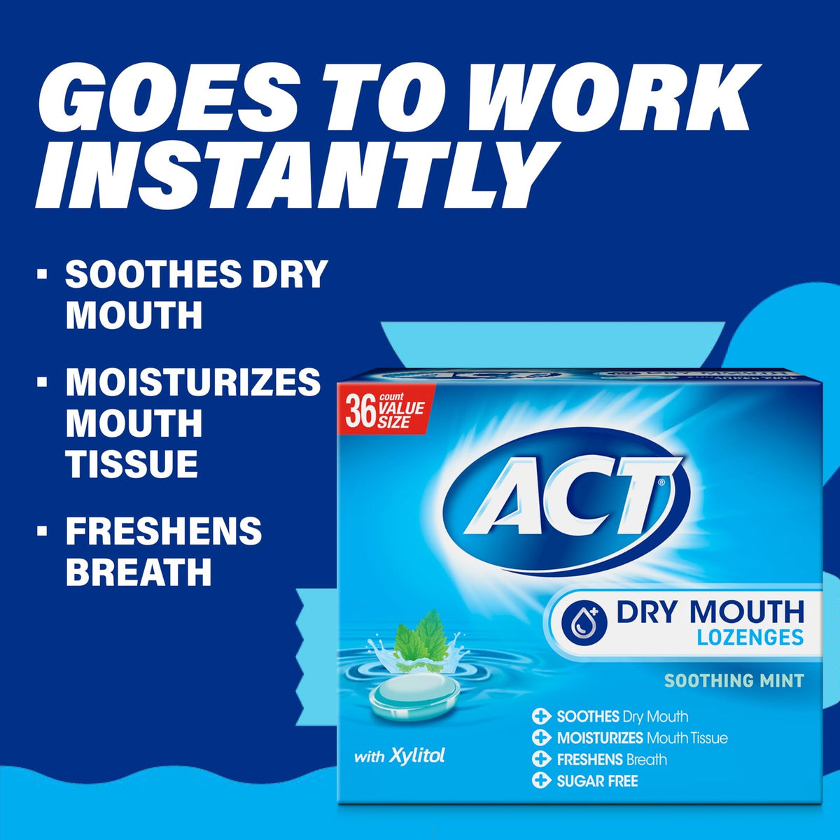 Dry Mouth Lozenges with Xylitol - Soothes, Moisturizes & Freshens Breath, Mint Flavor
