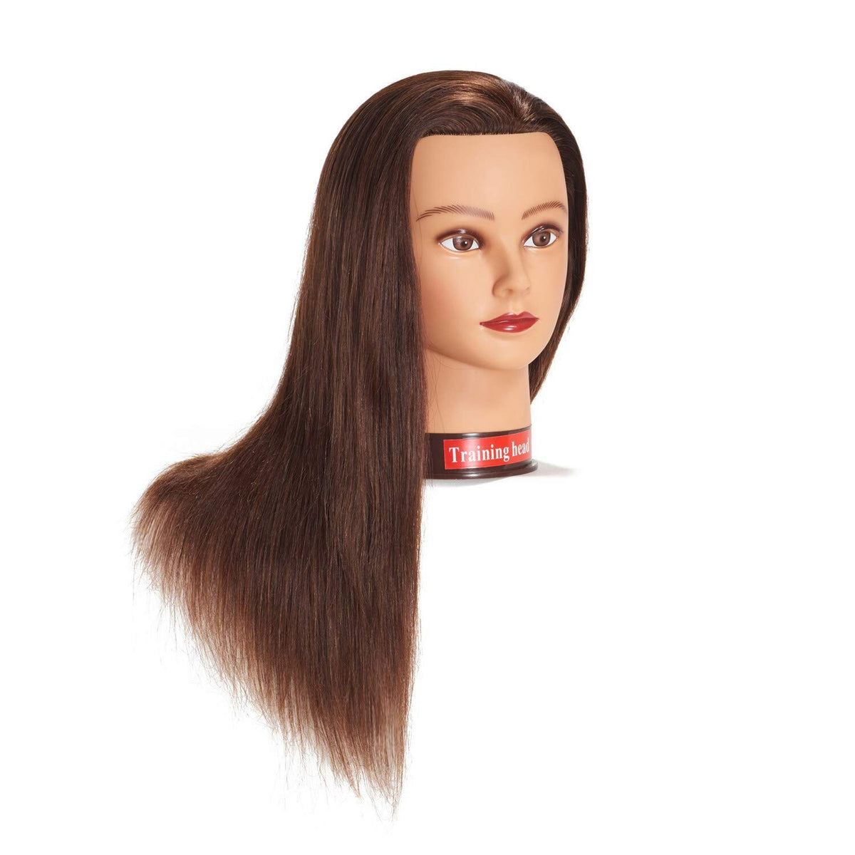 Dark Brown Human Hair Styling Head for Kids & Hairdressing Practice, 20-22 Inches