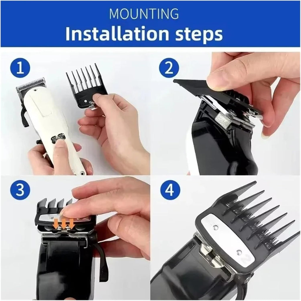 8Pcs Hair Clipper Guide Comb Set Universal Trimmer Attachments Silver