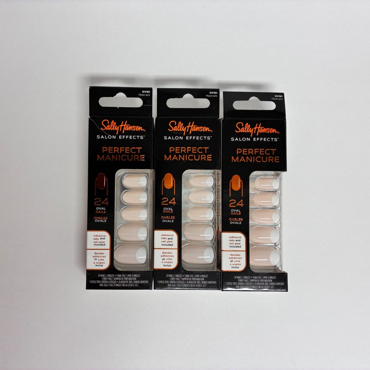 False Nails Set with Glue - 24 Oval Nail Tips for Manicure, Salon Perfect OV161