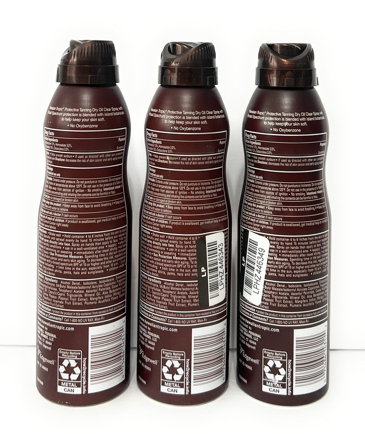 Hawaiian Tropic SPF 15 Tanning Oil Spray - Protective Sunscreen, 3-Pack