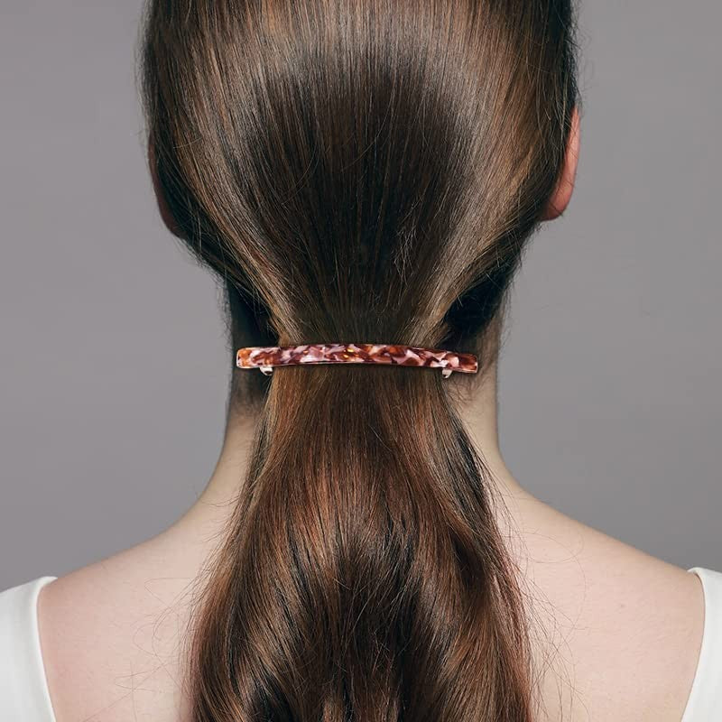 Long French Hair Barrettes 4 Pack - Classic Hair Clips for Thick Hair