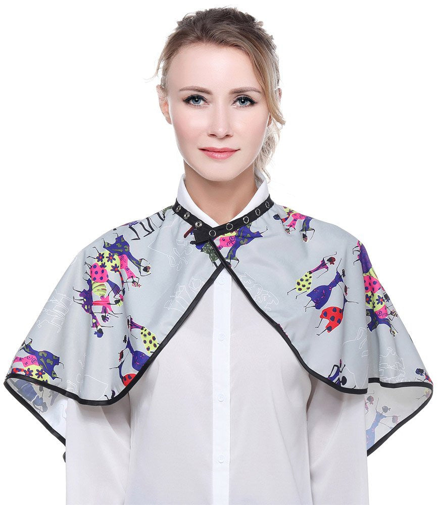 Makeup Artist Shortie Comb-Out Cape - Water-Repellent Styling Cape for Salons & Personal Use