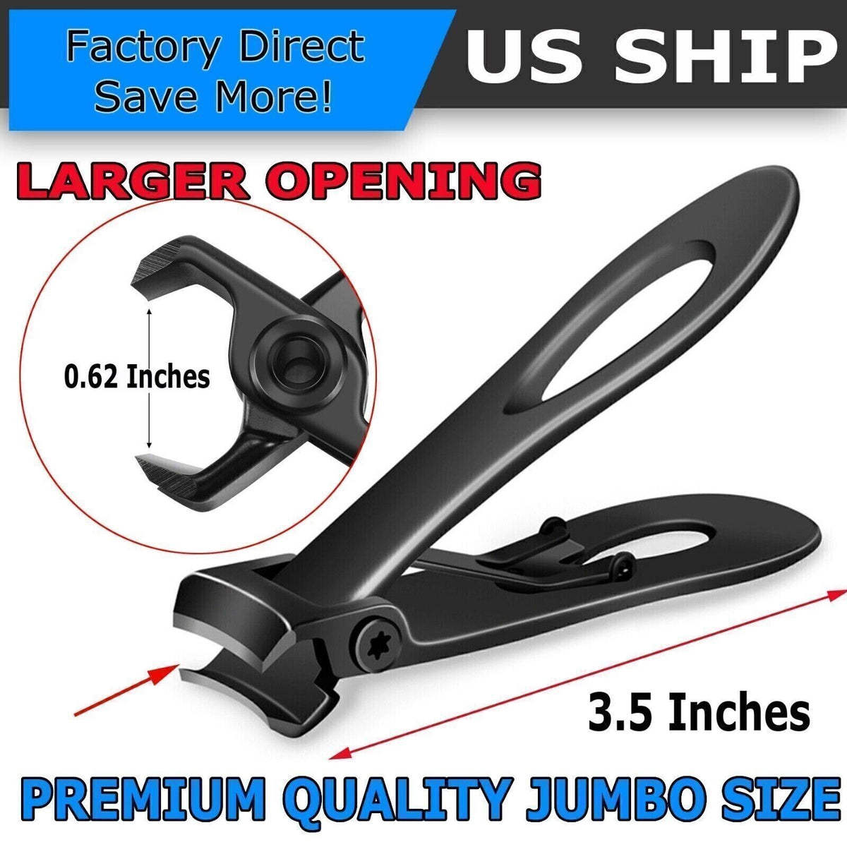 Heavy Duty Nail Clippers for Thick Toenails and Fingernails - Wide Jaw, Sharp Cutter