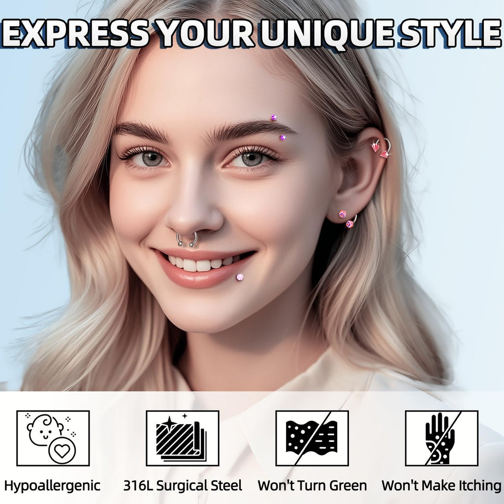 99 Piece Body Piercing Kit - Stainless Steel Jewelry & Tools 12G 14G
